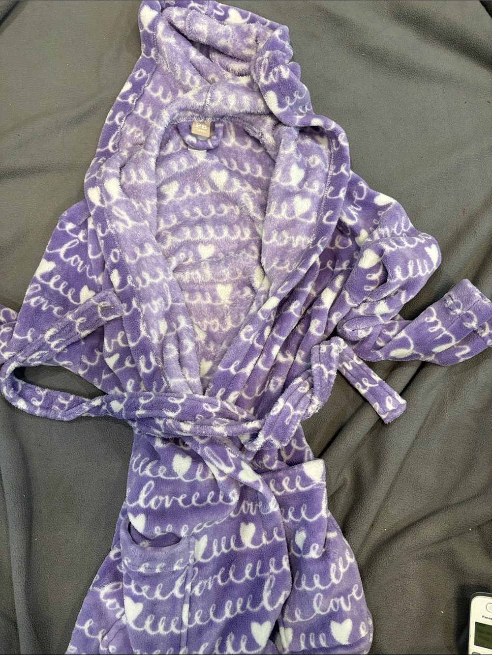 Cozy Purple Script Plush Robe
